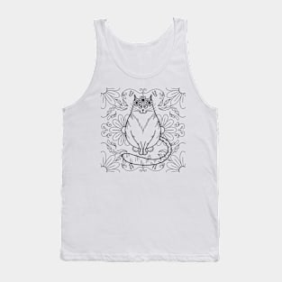 Cute Floral Fat Cat Tank Top